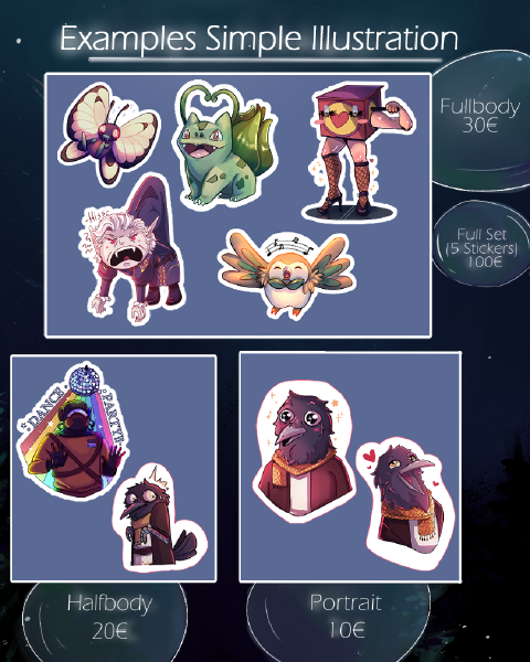 Examples of Simple Illustrations - designed for Stickers